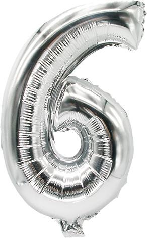 Papstar Folienballon "Zahlen", Ziffer: 6, silber