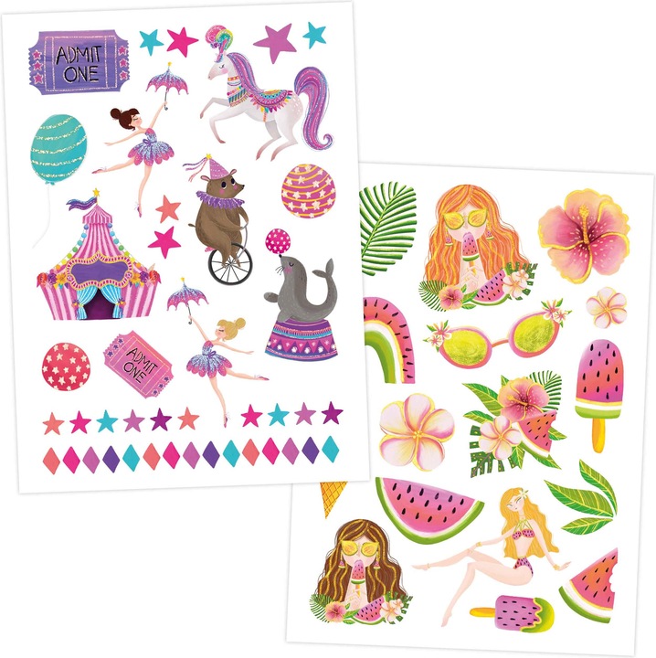 Actual product image Papierdrachen Metallic Tattoo Set 3 - Einhorn & Regenbogen