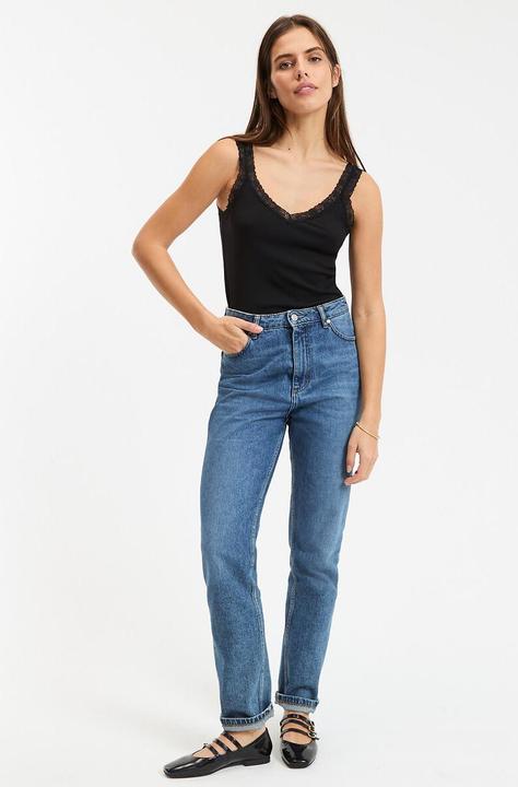 Produktbild La Redoute Collections Top mit V-Ausschnitt und Spitzendetails (S)