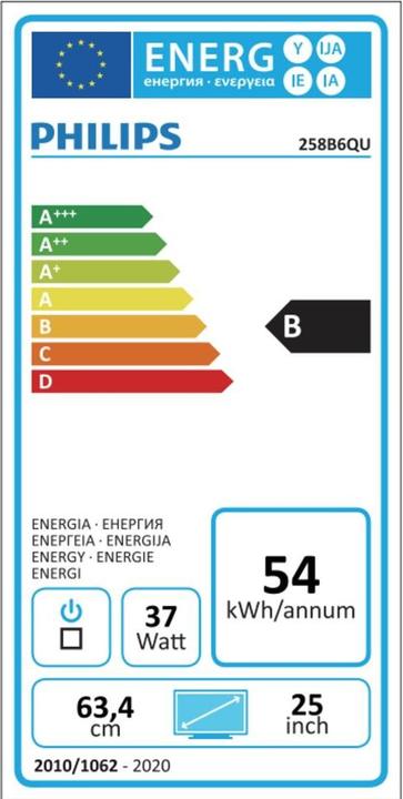 Energy Label Philips 258b6queb (2560 x 1440 pixels, 25")