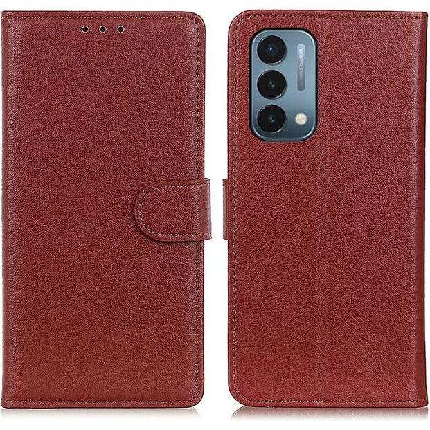 Thumbnail - MU Classic Litchi Leder Bookcover Series (OnePlus Nord N200 5G), Smartphone Hülle, Braun
