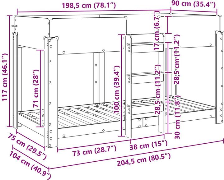 Produktbild vidaXL Kinderbett (100 x 200 cm)