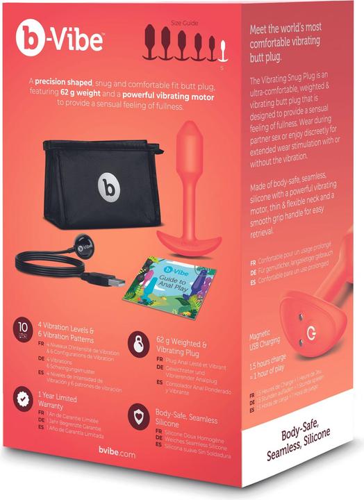 Actual product image B-Vibe Vibrating Snug Plug 1 (S) Orange