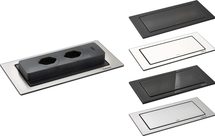 Actual product image Evoline BackFlip, Glas, schwarz, Schuko