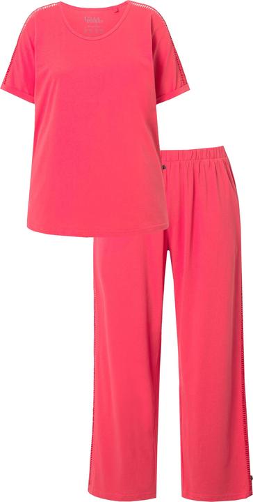 Actual product image Ulla Popken Openwork Detail Short Sleeve Two Piece Pajama Set (54)
