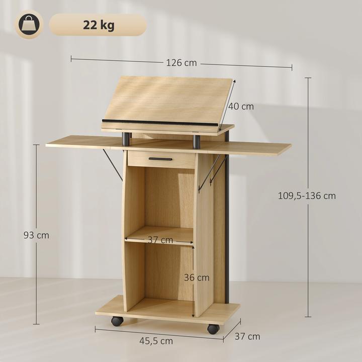 Image du produit Homcom Podiumsständer Spanplatte, Metall Eiche