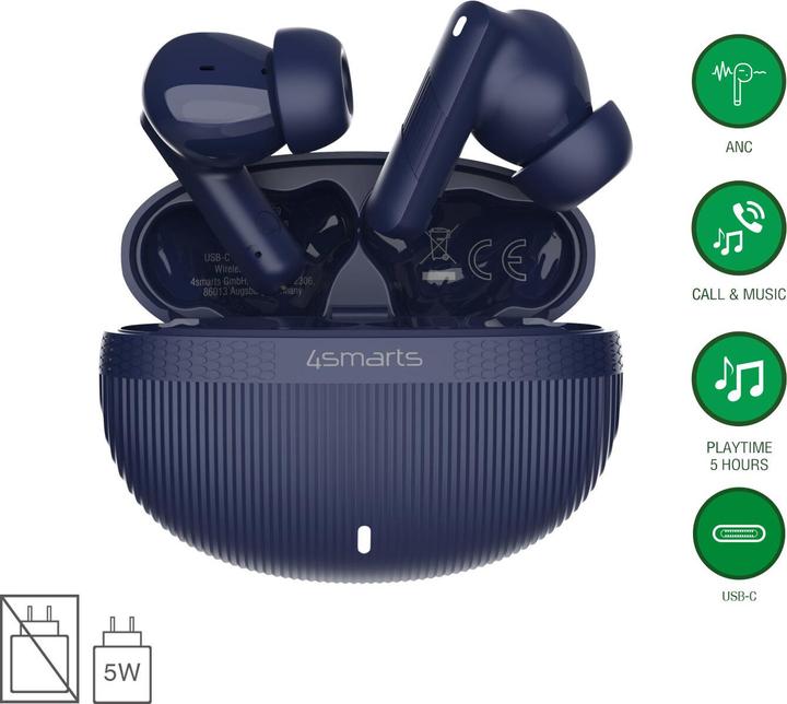 Image du produit 4smarts TWS Bluetooth Kopfhörer SkyBuds Pro ANC (ANC, 20 h, Sans fil)