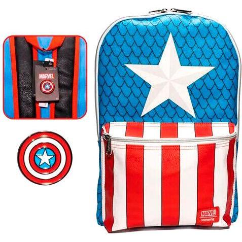 Loungefly, Kindergartentasche, Marvel Captain America Rucksack with pin 45cm