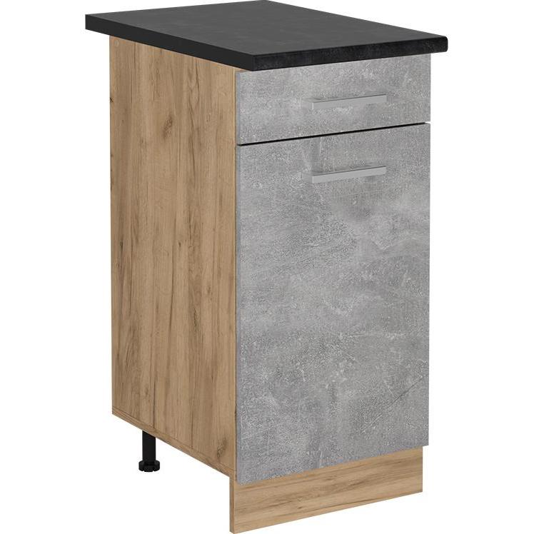 Vicco, Regal, Küchenunterschrank R-Line, Beton/Goldkraft Eiche, 40 cm, AP Anthrazit