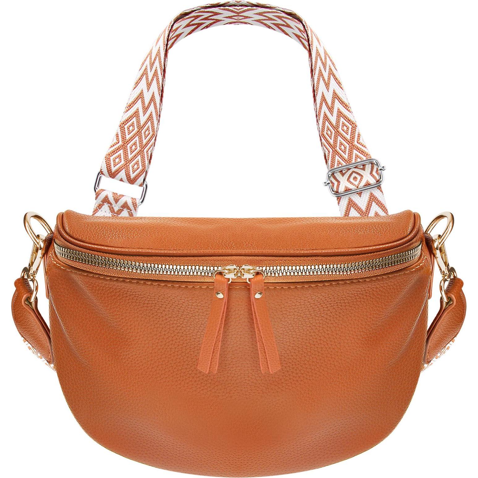 Gallantry, Bauchtasche, Gürteltasche mit geometrischem Muster, Braun