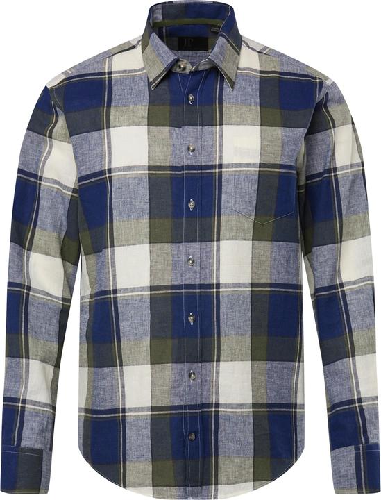 Immagine prodotto JP1880 Leinenmix-Karohemd, Langarm, Kentkragen, Modern Fit, Tall (XXL)