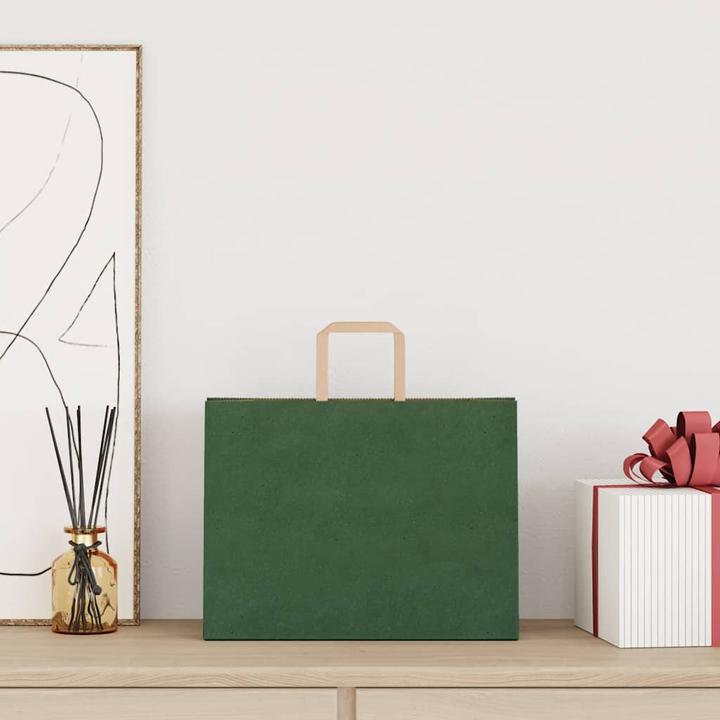 Image du produit VidaXL Sacs en papier kraft 250 pcs. avec anse Vert 32x17x25 cm Sac en papier (Pochette cadeau, 250 x)