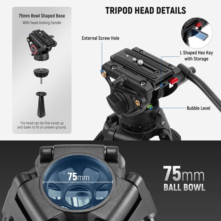 Produktbild Neewer Professional Video Tripod With Fluid Head (Metall)