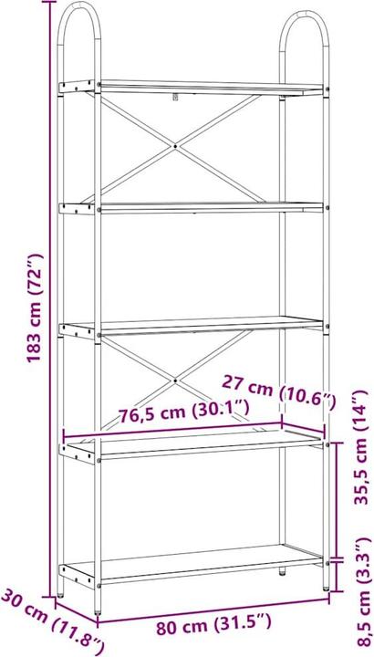 Immagine prodotto vidaXL Moderne Bücherregale (80 x 30 x 183 cm)