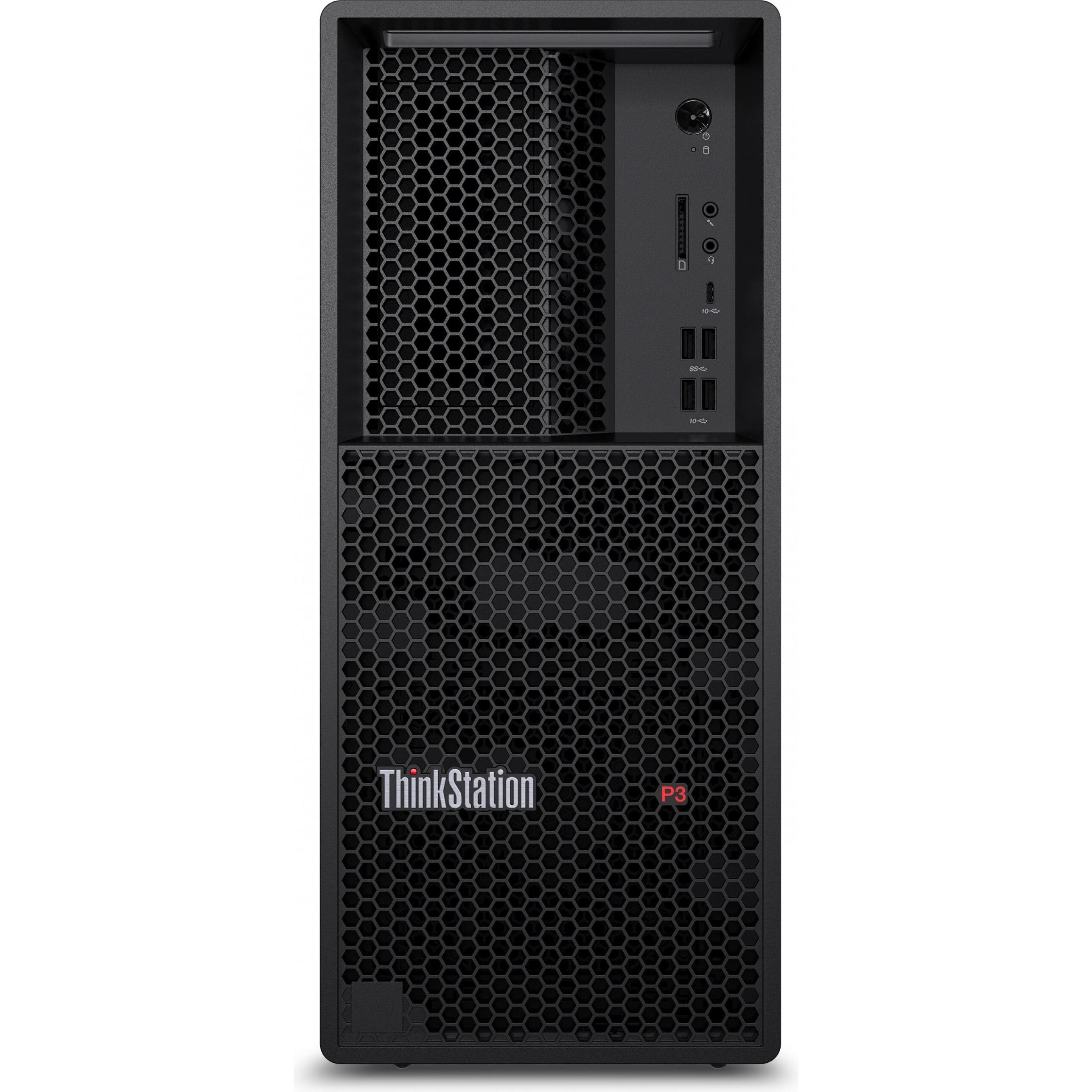 Lenovo ThinkStation P3 Tower (Intel Core i9-14900K, 32 GB, 512 GB, UHD Graphics 770), PC, Schwarz