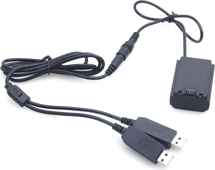 Produktbild Caruba Sony NP FZ100 Volldecodierung Dummy Akku + 5V 2A duales USB Kabel (Kamera Akku)