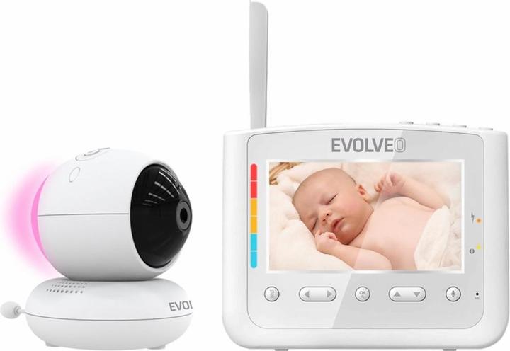 Evolveo BabyMonitor NL4, Dětská chůvička s nočním světlem a otočnou kamerou (Babyphone mit Kamera, 300 m)