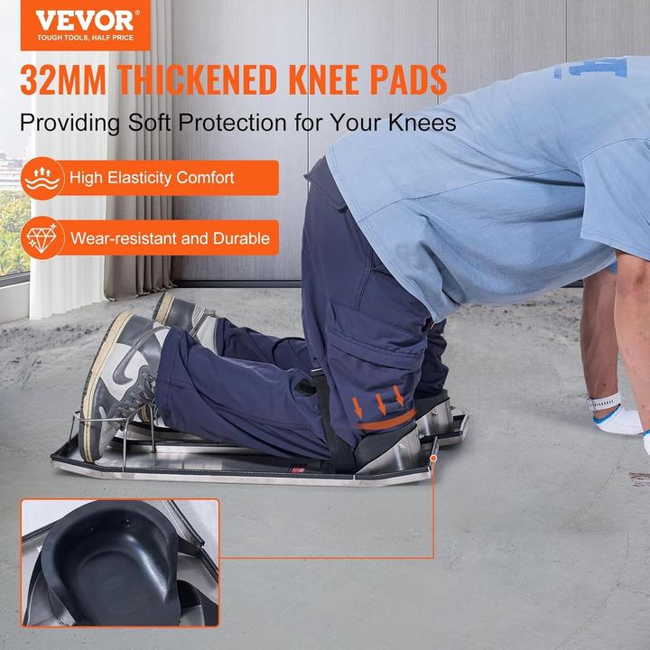 Actual product image Vevor Concrete Knee Boards 30 x 8 Inches Stainless Steel Concrete Gliders