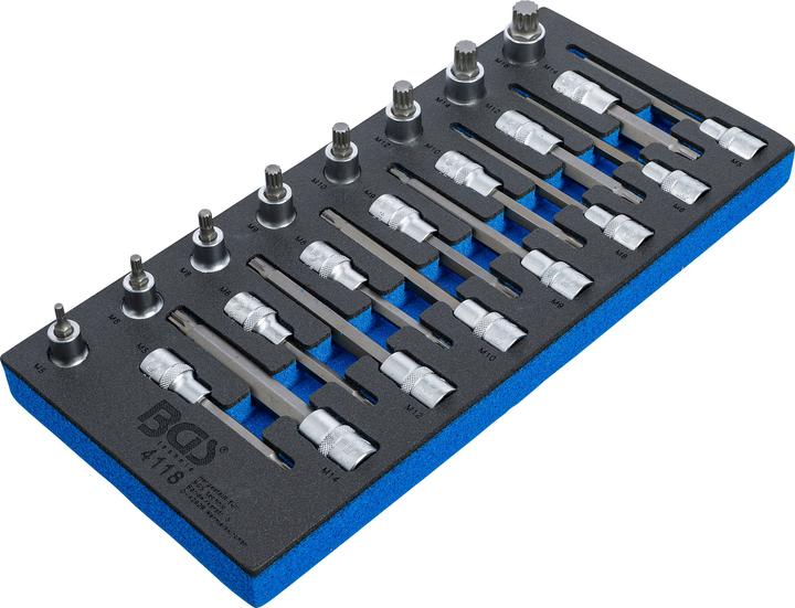 Actual product image BGS Tool Tray 1/3: Bit Socket Set 12.5 mm (1/2") Spline (for XZN) 22 pcs.