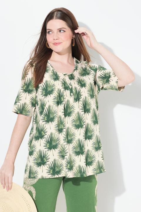 Actual product image Ulla Popken Eco Cotton Palm Leaf Short Sleeve Tee (50, 52)