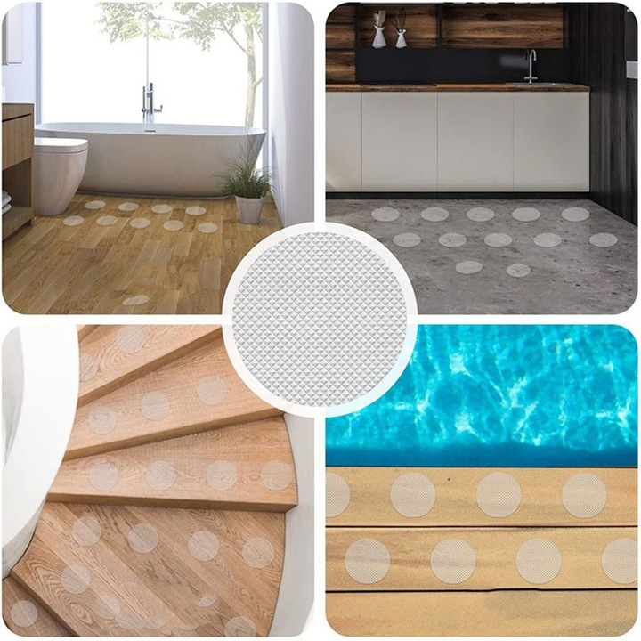 Actual product image Werkstein Selbstklebendes Anti-Rutsch Pad Sticker für Dusche / Badewanne - Transparent 21-tlg. Set (100 mm)