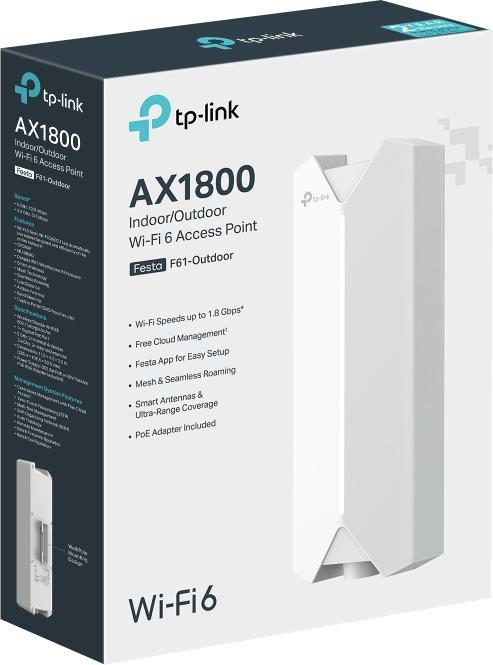 Actual product image TP-Link Festa F61 Access Point AX1800 WiFi 6, free cloud management, 802.3af/at PoE or 48V p (1201 Mbit/s)