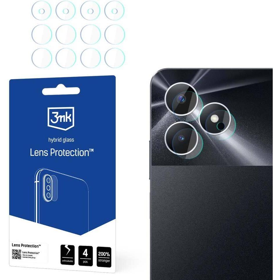 3MK Lens Protect Realme Note 50 Ochrona na obiektyw aparatu 4szt (1 pz., Realme Note 50), Pellicola protettiva smartphone, Grigio