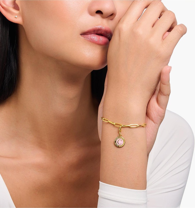 Produktbild Thomas Sabo Member Charm pinker Charmista Coin vergoldet (Emaille, 925er Silber)