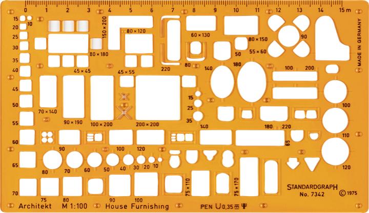Möblierungsschablone 1:100 (17.50 cm, Kunststoff)