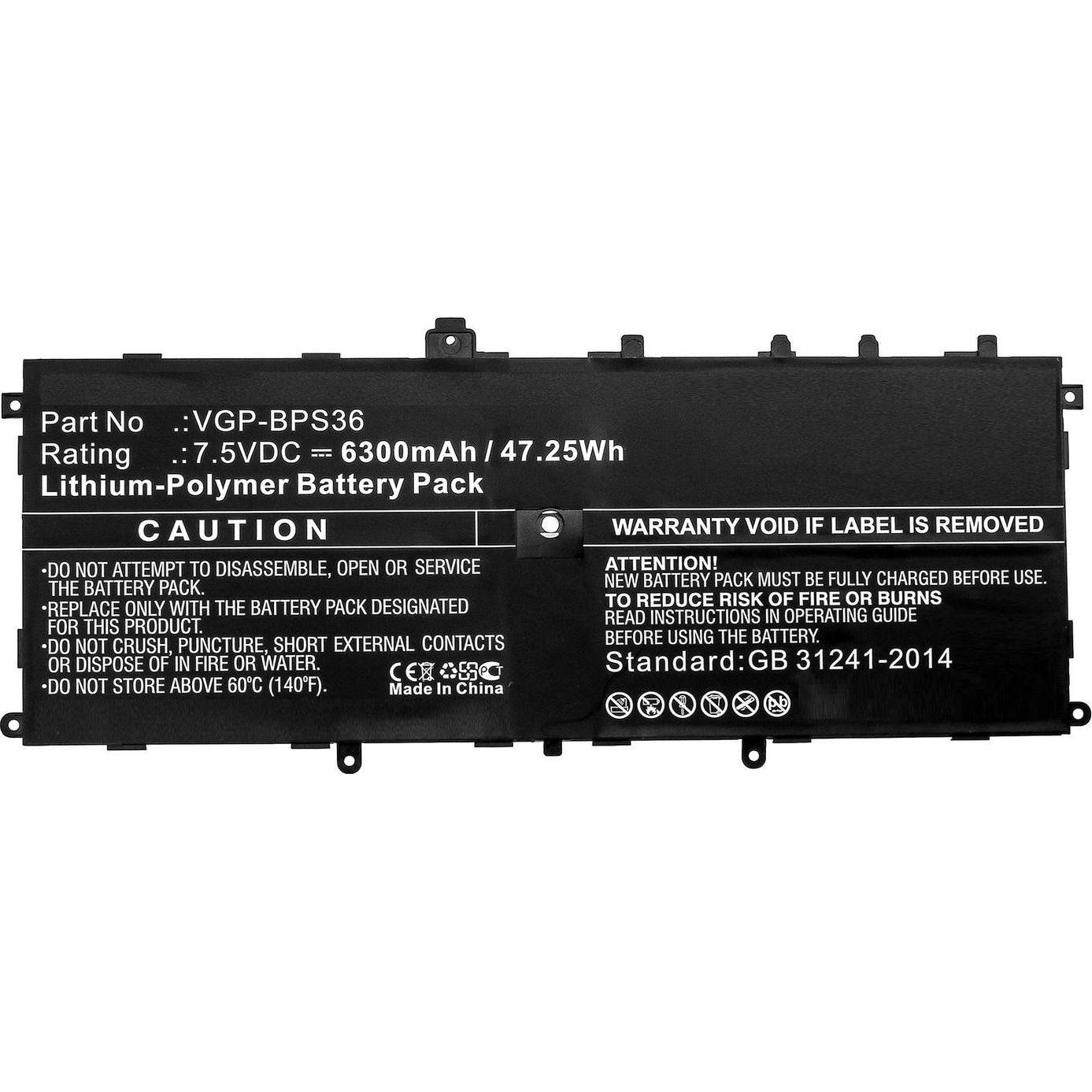 CoreParts Laptop Battery for Sony (6300 mAh), Notebook Akku, Schwarz