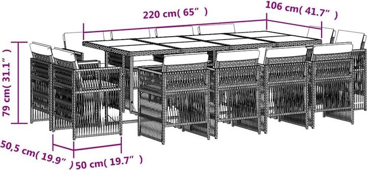 Produktbild vidaXL Garten Essgruppe (220 x 106 x 73 cm)