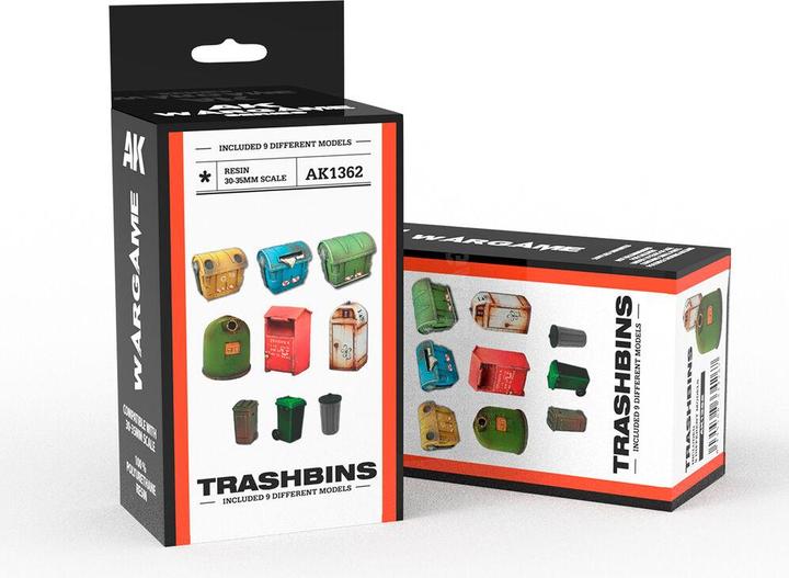 Actual product image AK Interactive TRASHBINS SCENOGRAPHY WARGAME SET (30-35MM)