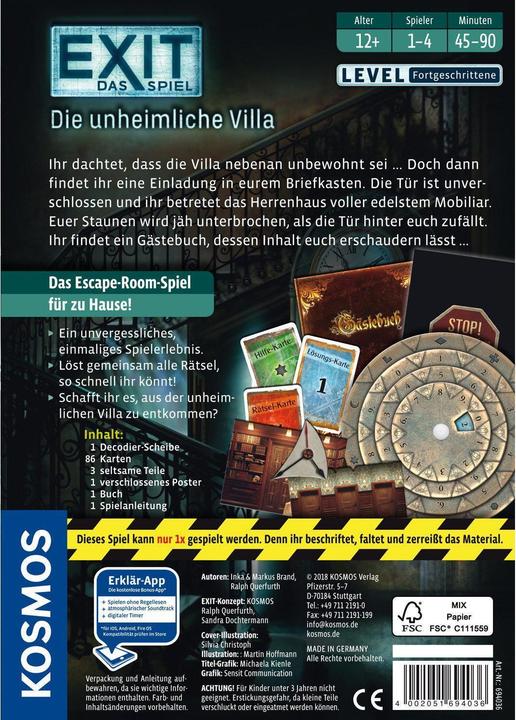 Produktbild Kosmos Exit - Die unheimliche Villa (Deutsch)