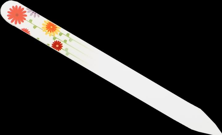 Image du produit Lime en verre - double face, gravée dans du verre trempé, fleurs, longueur : 13,5cm