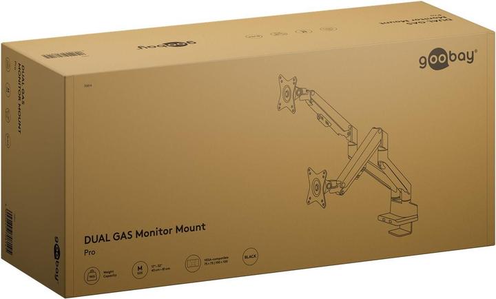 Image du produit Goobay Support de moniteur double avec ressort à gaz, noir (Sol, 32", 9 kg)