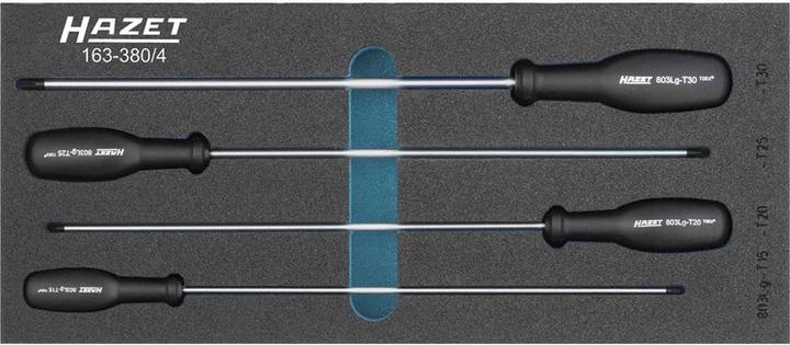 Produktbild HAZET Schraubendreher Satz ∙ TORX 163-380/4 ∙ Innen TORX Profil ∙ T15 ∙ T20 ∙ T25 ∙ T30 ∙ Anzahl … (Torx (TX))