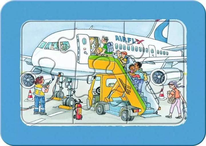 Productafbeelding Ravensburger Kinderpuzzel - 12004039 Reizen met bus, trein en vliegtuig - mijn eerste puzzel met 3x6 (18 onderdelen)