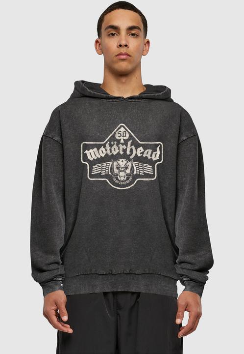 Produktbild Merchcode Motorhead - 50th Ace Wings Emblem One Colour Acid Washed Oversized Hoody - 193771 (M)