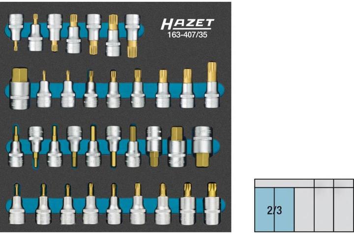 Actual product image HAZET Screwdriver socket set 163-407/35 ∙ Square, hollow 12.5 mm (1/2 inch) ∙ Inside hexagon profil… (17 mm, 19 mm, 10 mm, 16 mm, 11 mm, 18 mm, 20 mm, 12 mm, 22 mm, 14 mm, 13 mm, 15 mm, 21 mm)