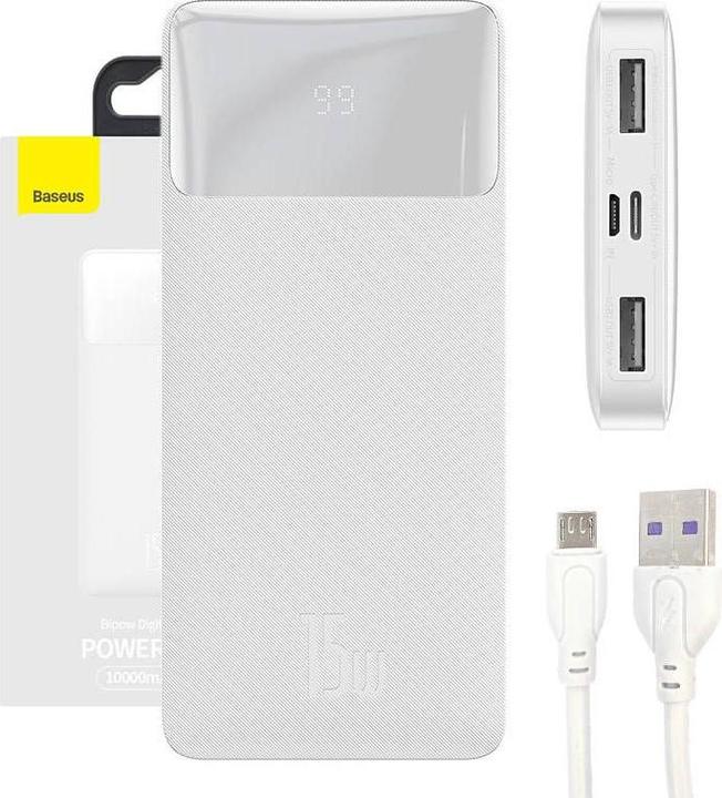 Actual product image Baseus Powerbank Bipow 10000mAh, 15W (white) (10000 mAh, 15 W, 37 Wh)