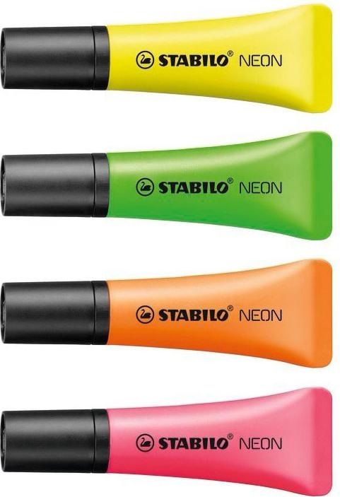 Produktbild STABILO NEON Textmarker (Gelb, Orange, Pink, Grün, 5 mm, 4 x)