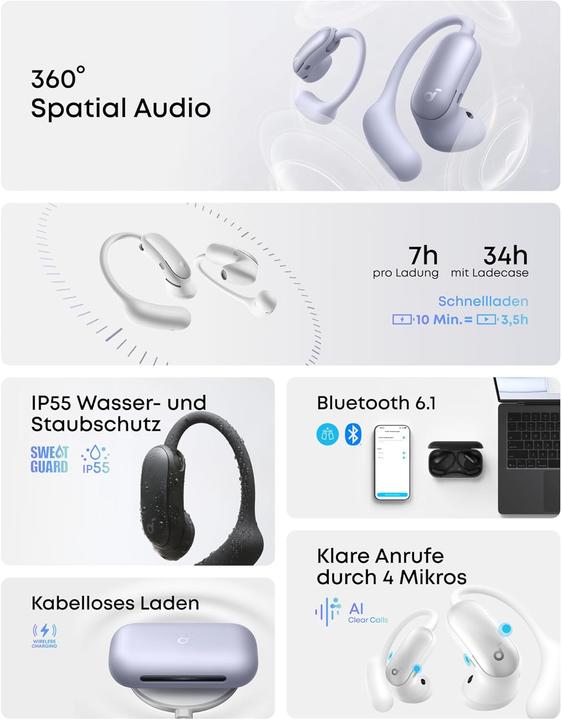 Actual product image Anker Soundcore AeroFit 2 Pro black (ANC, 34 h, Wireless)