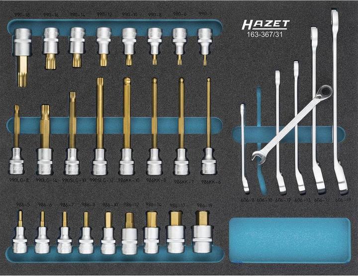 Image du produit HAZET Jeu de clés à douilles 163-367/31 ∙ Carré creux 12,5 mm (1/2 pouce) ∙ Profil Traction à 12 pa…