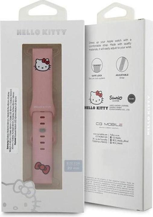 Immagine prodotto Hello Kitty Pasek Uniwersalny HKUWMSCHBLP Testa di gattino in silicone różowy/cinturino rosa 20mm (Acciaio inossidabile, Materiale sintetico, Silicone)