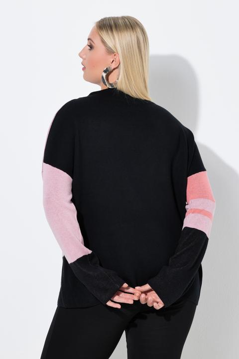 Produktbild Ulla Popken Pullover, Glitzer-Schriftzug, Stehkragen, Langarm (54)