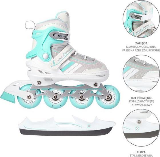 Produktbild Nils Rolki Extreme NH18191 z wymienną płozą regulowane białe r. 34-38 (34, 35, 36, 37, 38)