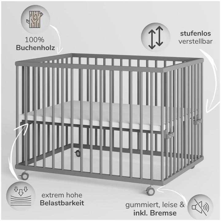 Image du produit Sämann Parc Premium avec barreaux amovibles (100 cm, 75 cm, Hêtre)