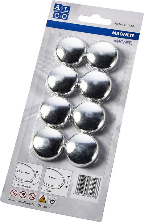 Immagine prodotto Alco Magneti piatti assortiti, diametro: 30 mm (8 x)