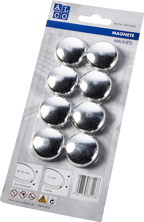 Produktbild Alco Flachmagnete sortiert, Durchmesser : 30 mm (8 x)