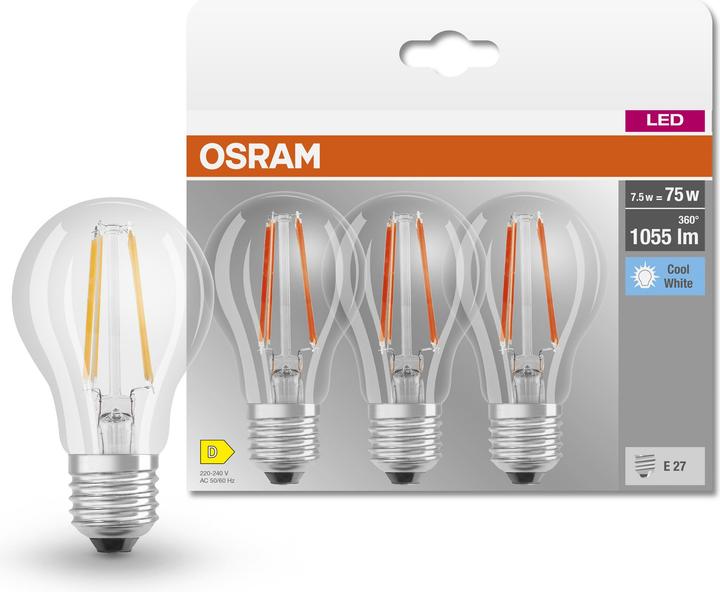 Produktbild Osram Led Base Classic A (E27, 7.50 W, 1055 lm, 3 x, D)